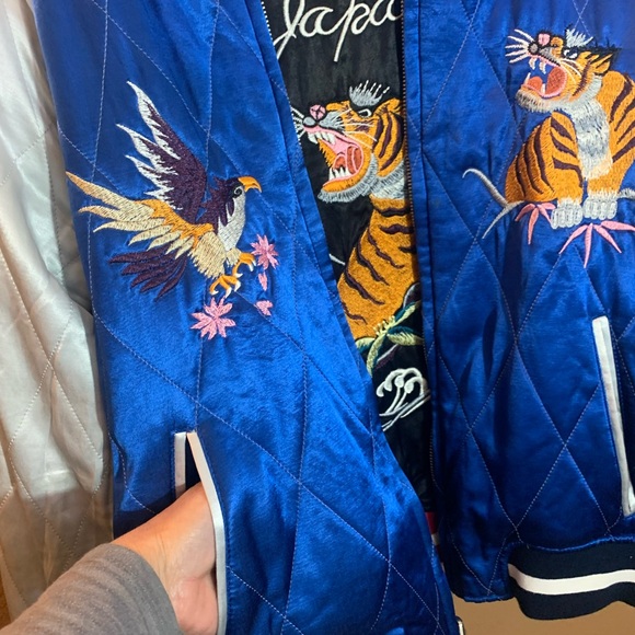 TopShop Reversible Quilted Japan Tiger Eagle Bomber Jacket 12 - Picture 9 of 11